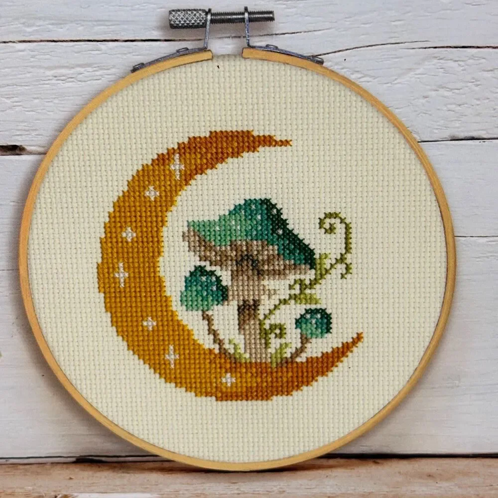 Hillfolk Moon & Mushrooms Cross Stitch Kit 6